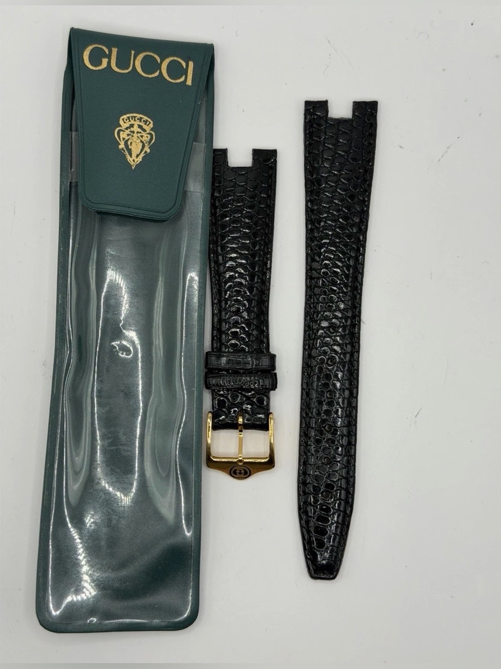 Gucci Genuine Black Flat Lizard Watch Strap 18MM #GS128
